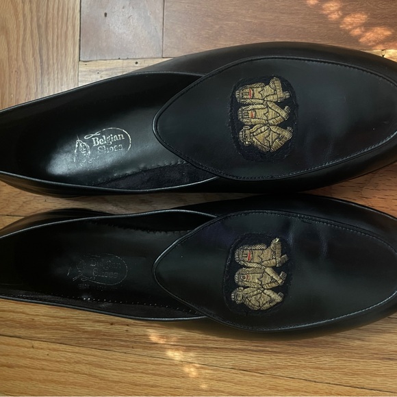 Black Leather Loafers with Gold Embroidery - Picture 10 of 10